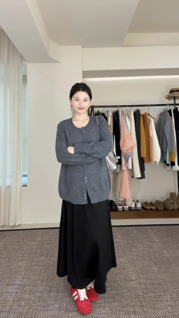 【妮妮专属】大码韩系慵懒风灰色宽松针织开衫女软糯毛衣外套8066