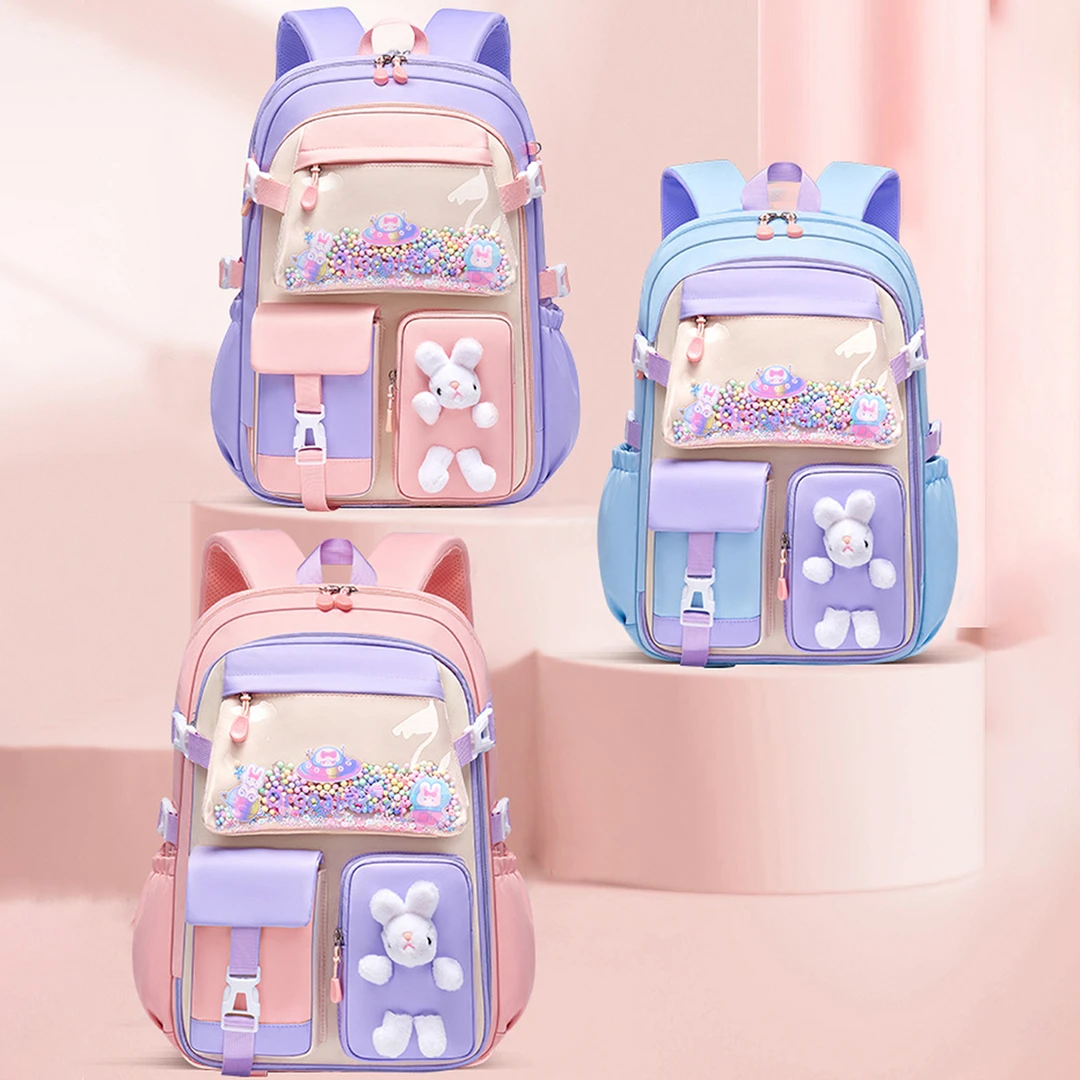 小学生书包冰箱开门式女生一到三年级背包护脊简约防水双肩包