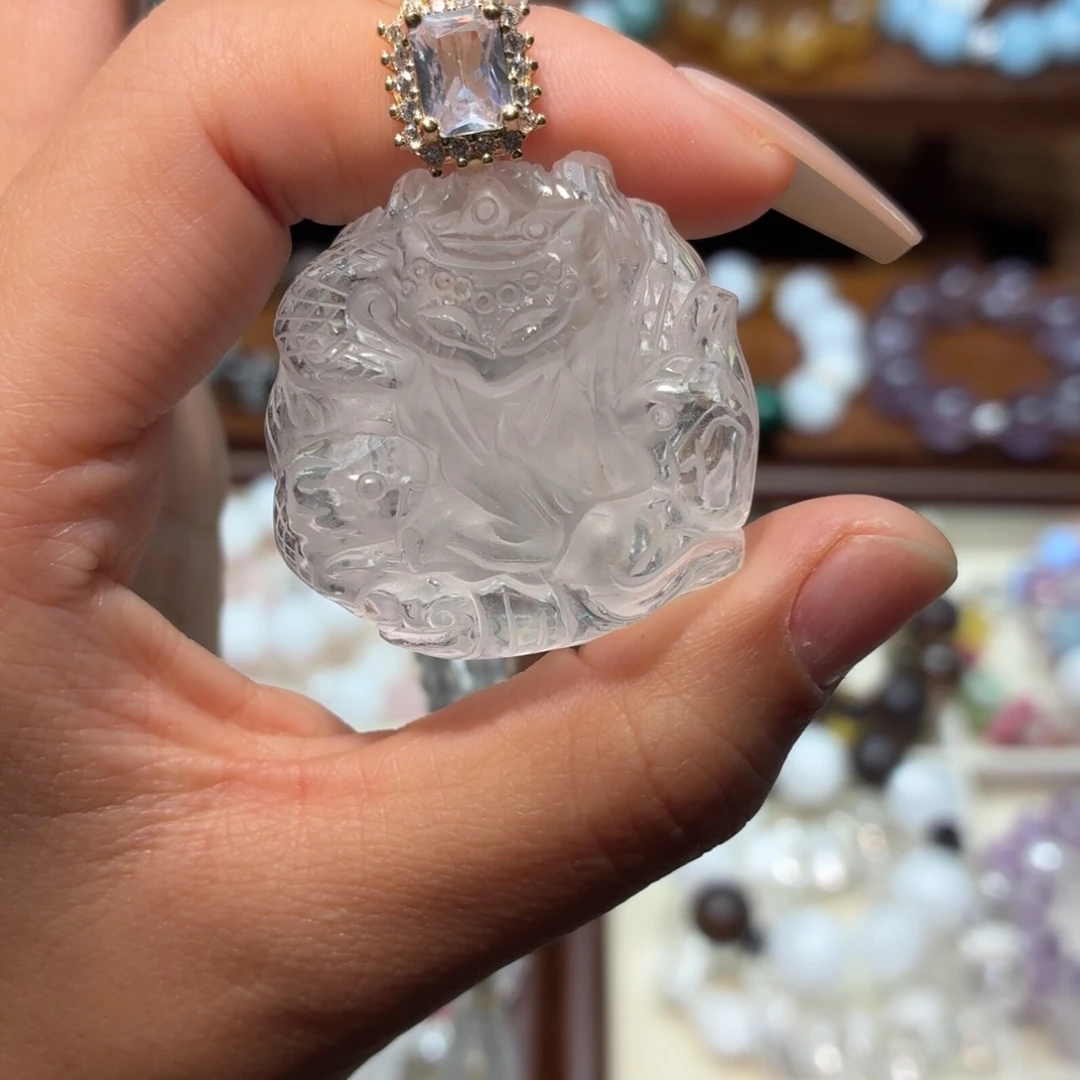 水晶未镶嵌手链天然白水狐牌