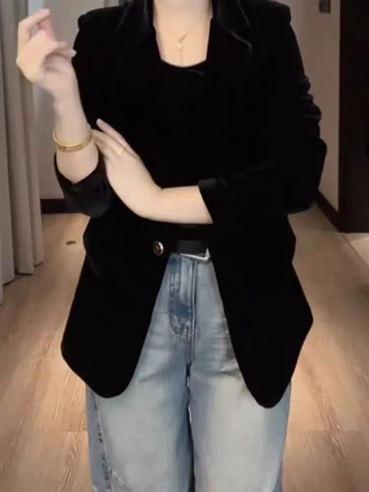 251.丝绒韩版早秋外套3517款衣长约71