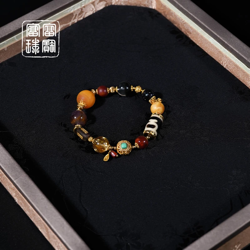 【满愿成】绿幽灵+板钛晶 水晶18K金气质手串 （天然珠宝多样性发）