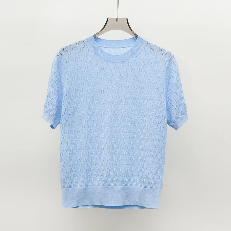 【直播专属】夏季女装镂空短袖针织衫 51A023883