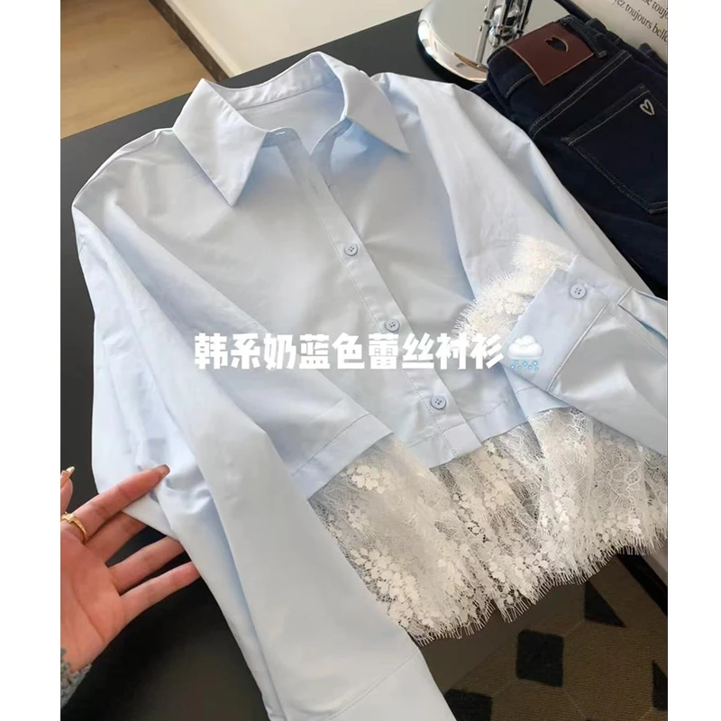 春季温柔系爆款穿搭女2025新款韩版简约气质蕾丝衬衫上衣