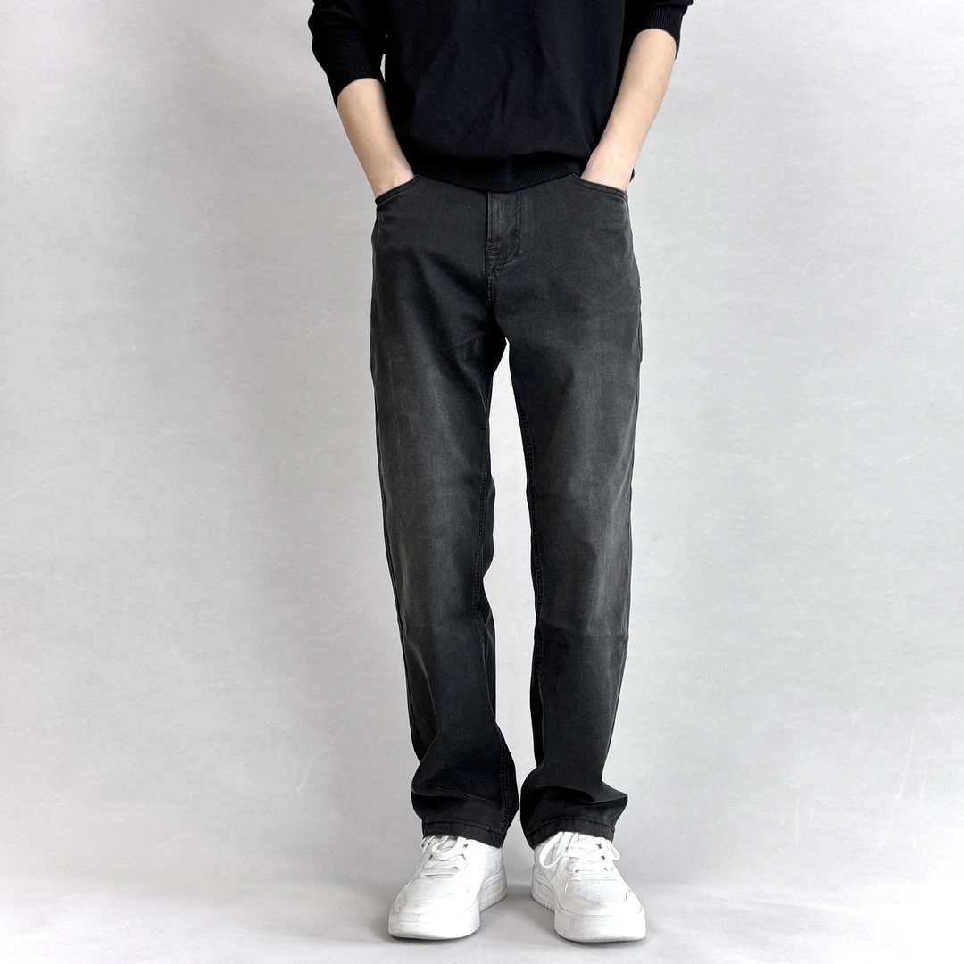 【宽松直筒】弹力春夏薄款软牛仔裤男生男款经典百搭休闲黑灰色
