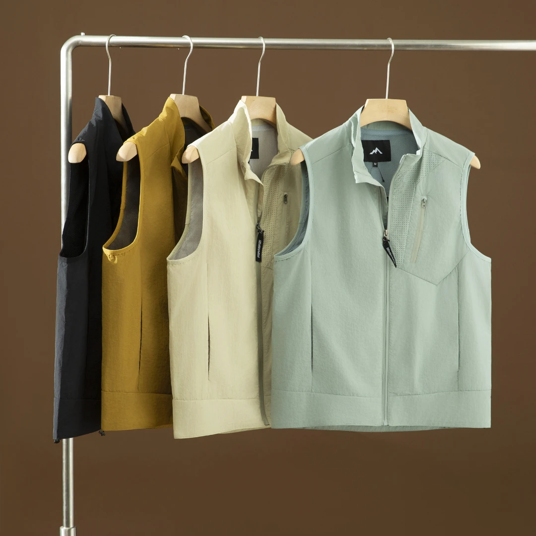 早春叠穿巨帅！内里网衬设计！透气薄款立领坎肩马甲背心9066