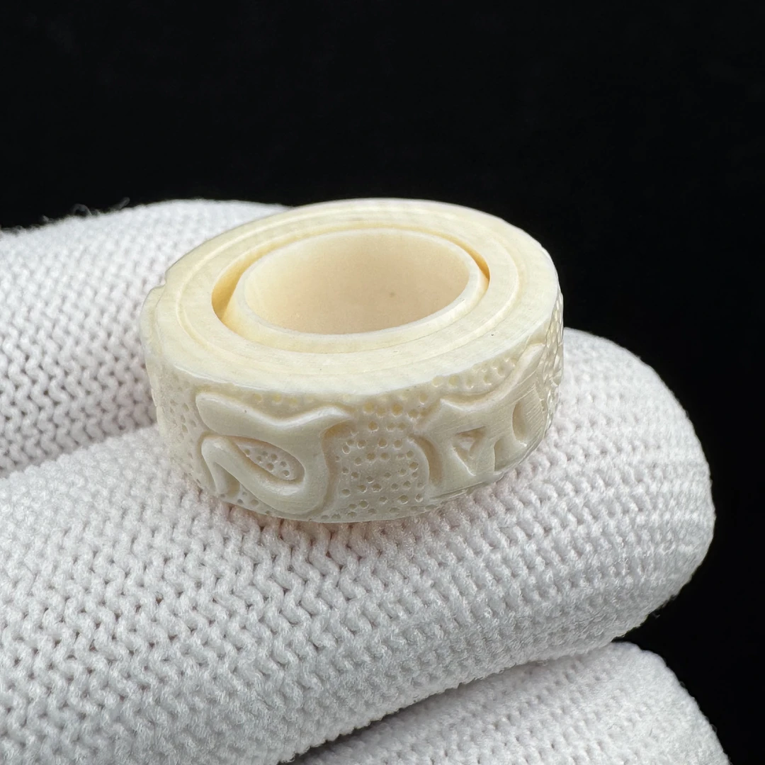 J4356天然猛犸牙 雕刻双层跑环10.2mm支持鉴定 假一罚四