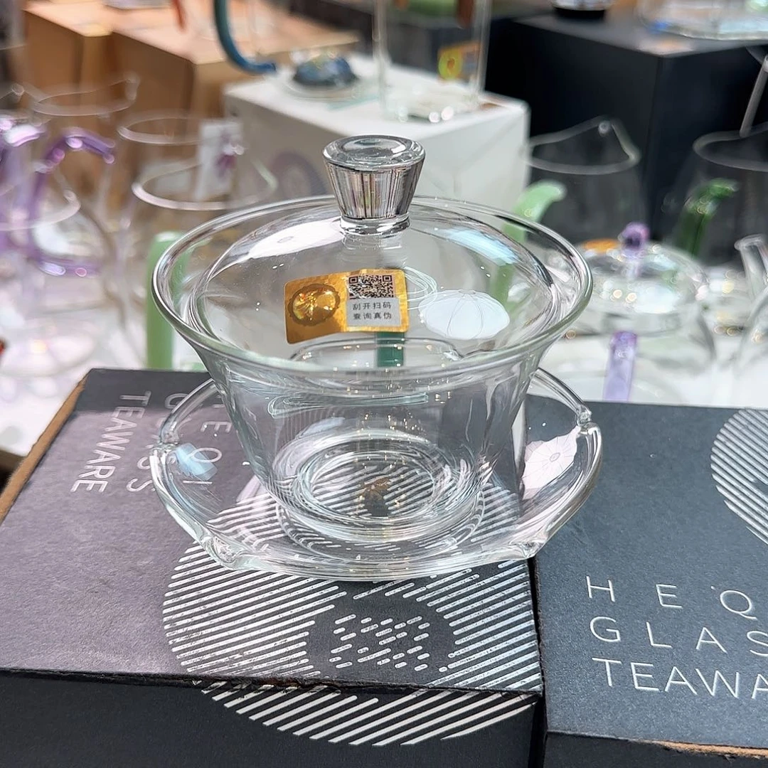 透明色荷叶盖碗禾器