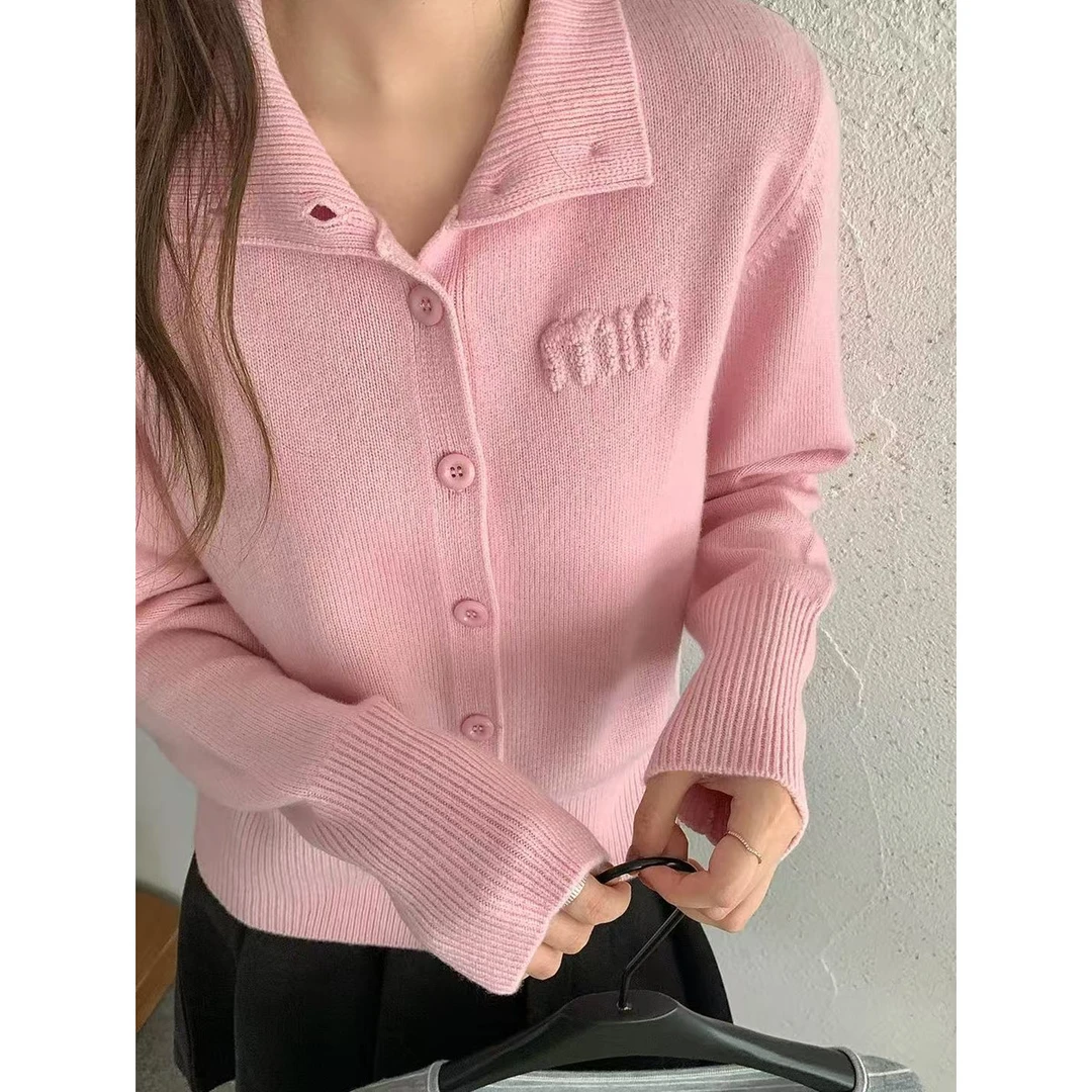 欧货100全羊毛秋冬高领字母开衫羊毛衫时尚百搭【不机洗，平铺晒】