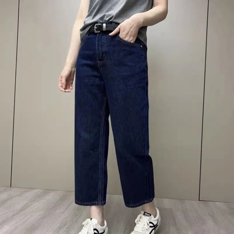 休闲九分牛仔裤女2025夏季新款韩版时尚潮流高腰百搭显瘦直筒裤子
