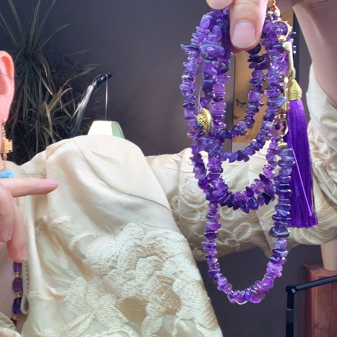 紫晶手链合金手机挂