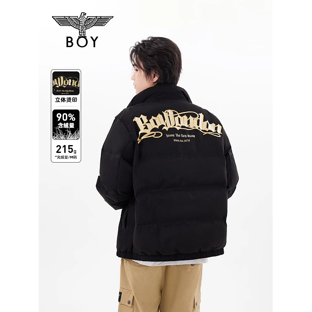 BOY LONDON冬情侣黑金宽松保暖加厚短款羽绒服N28064