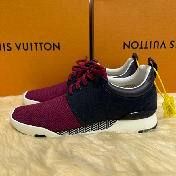 99新 LouisVuitton/路易威登 40.5码 棋盘格皮面拼网面 休闲鞋