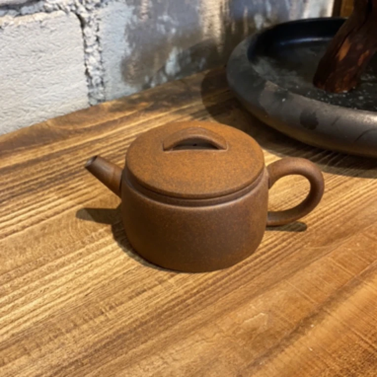 素烧无釉粗陶原矿老岩泥汉瓦壶满容量180cc