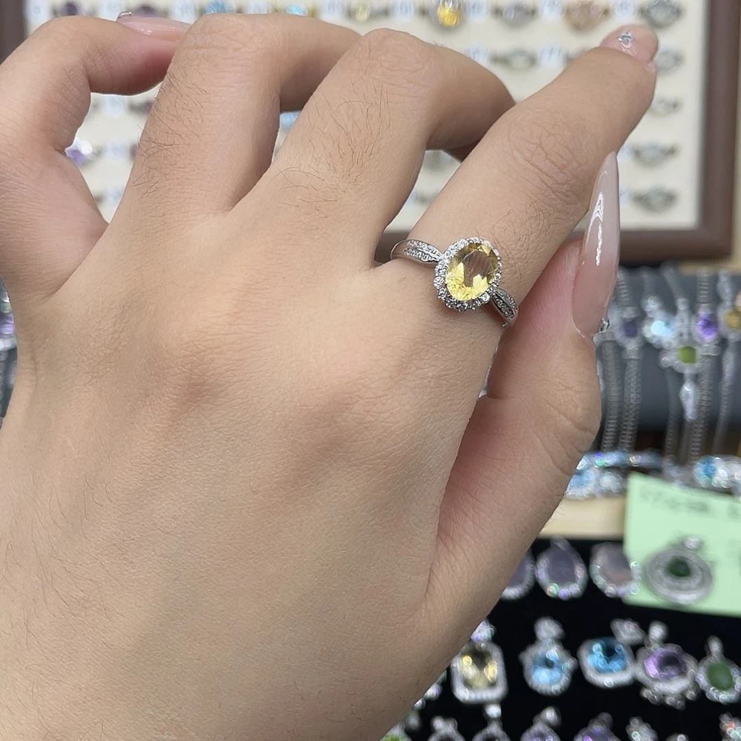 戒指银S925镶嵌黄晶