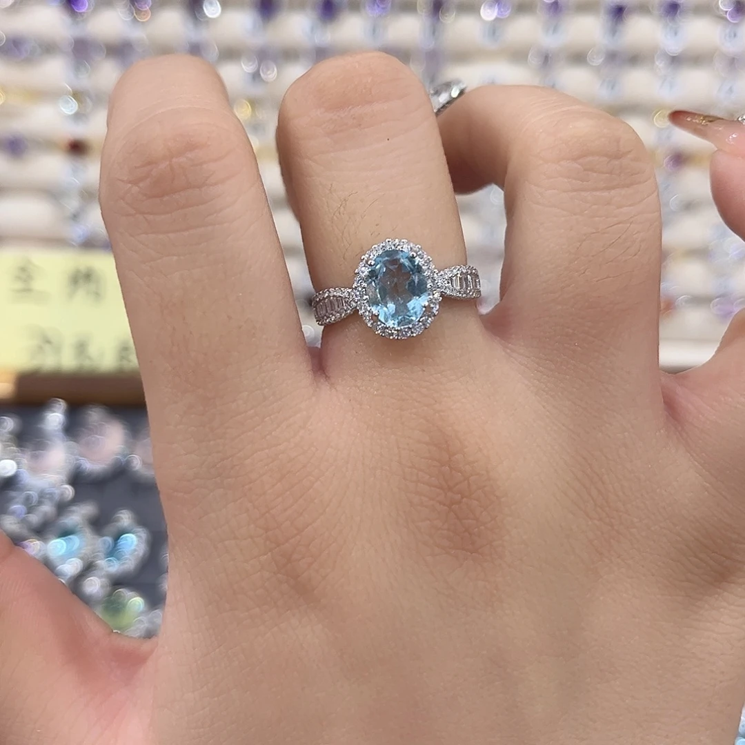 牛***糕银S925镶嵌戒指托帕石