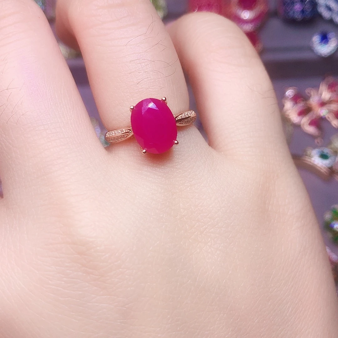 银S925镶嵌戒指红宝石