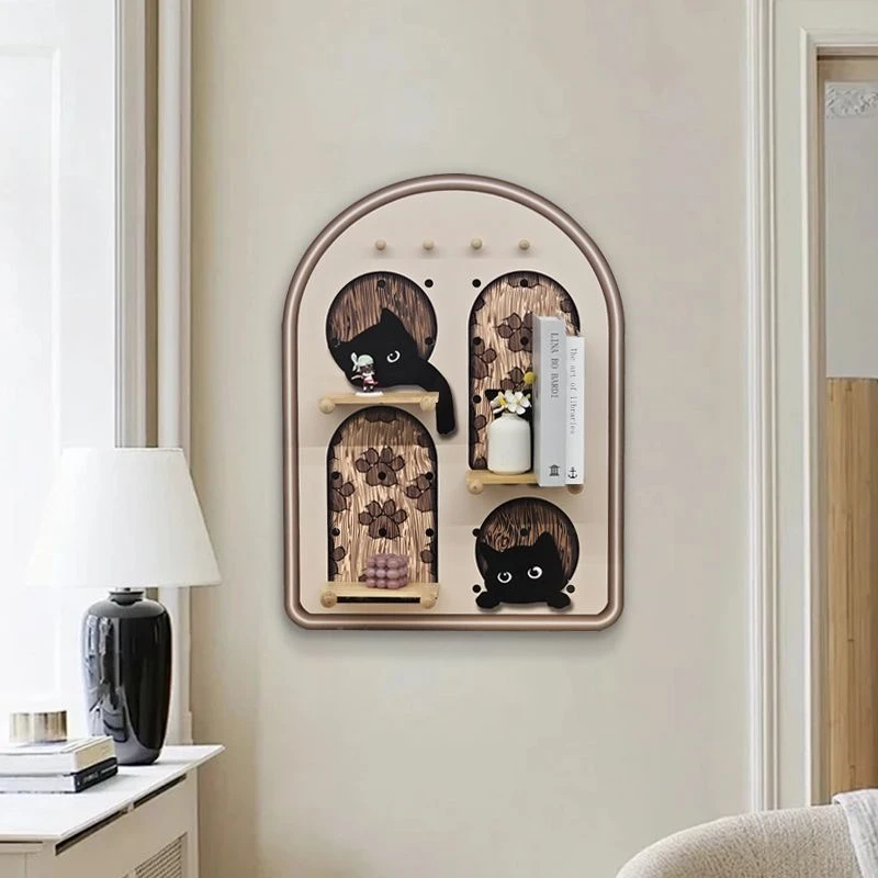 【云尚】新款猫咪洞洞板墙面挂板装饰收纳架玄关装饰画置物架6080