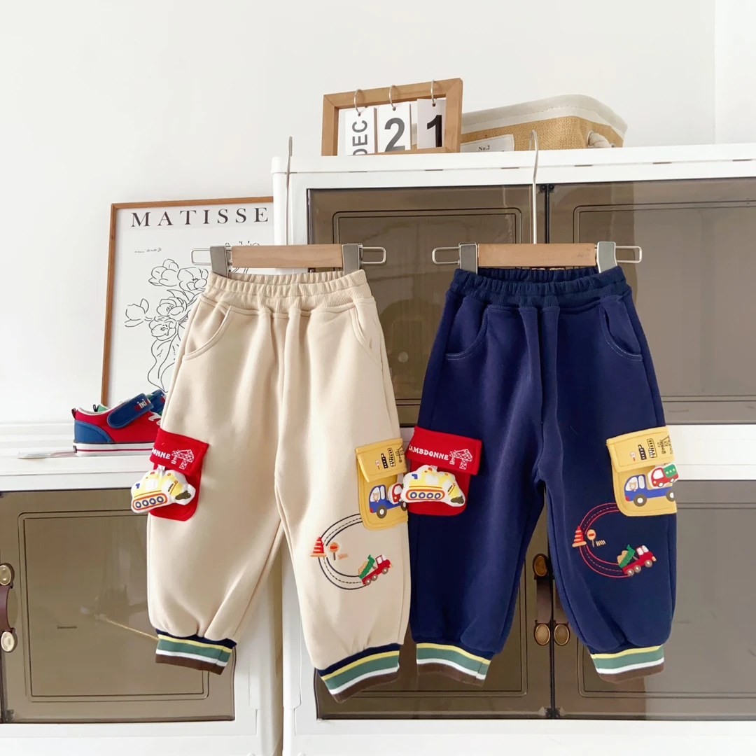 儿童秋季秋款松紧腰春秋休闲裤运动裤长裤男童卫裤MIKI风小汽车裤