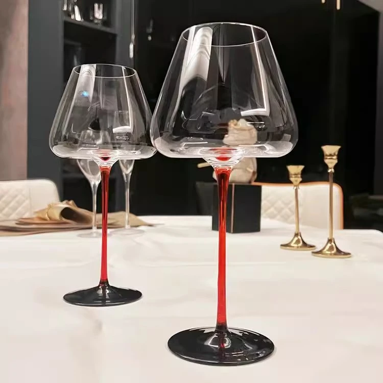轻奢款黑领结勃艮第红酒杯高颜值红酒杯网红家用高脚杯葡萄酒杯