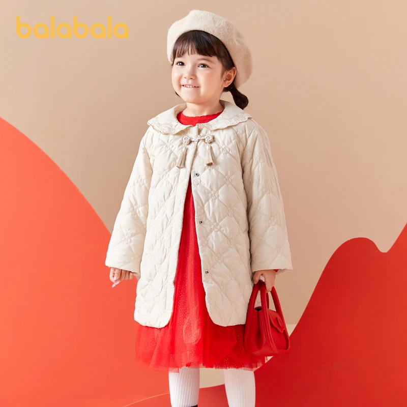 巴拉巴拉女童国风棉服红色喜庆过年装宝宝儿童秋冬外套厚实保暖