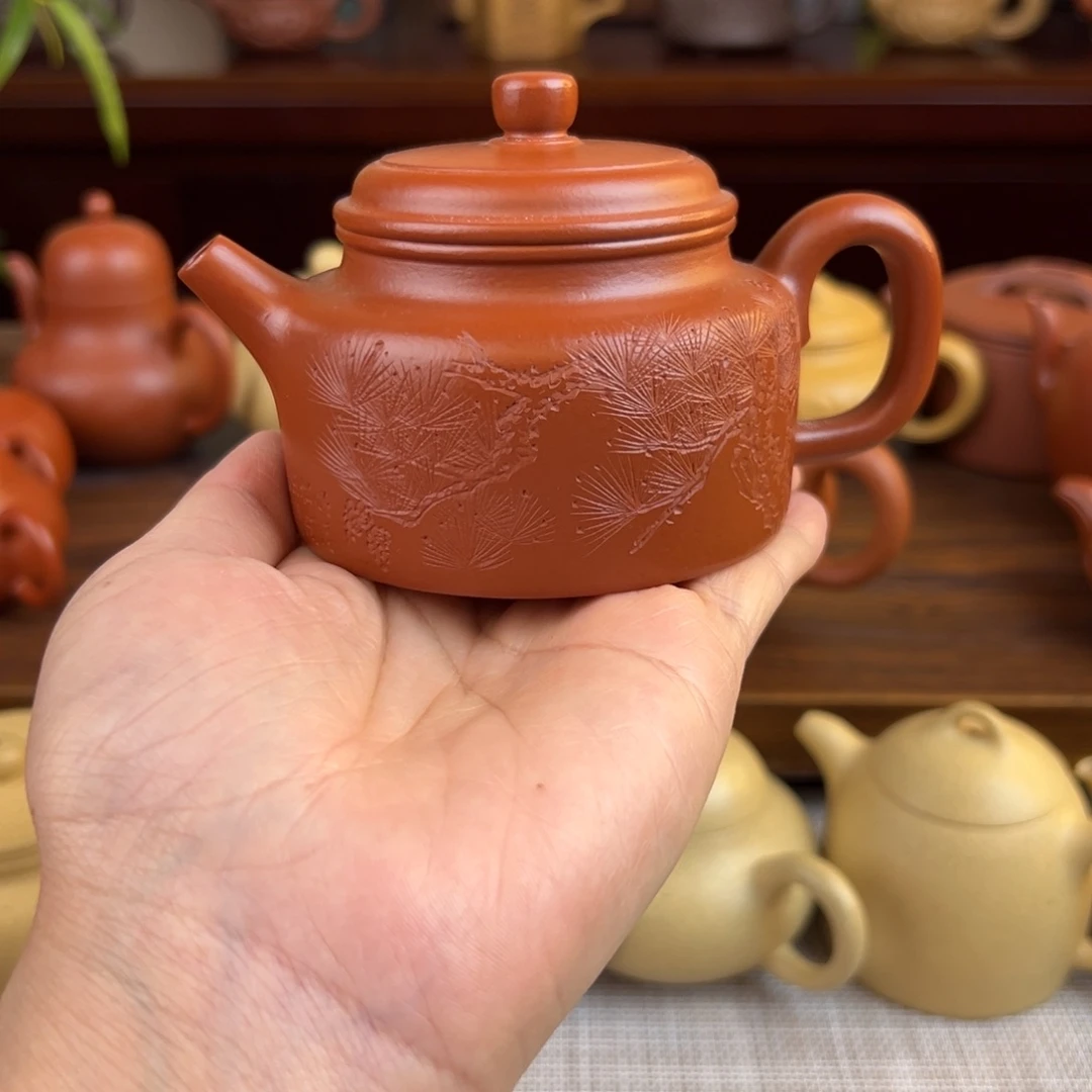 用***1紫砂茶壶朱泥德钟全手150cc