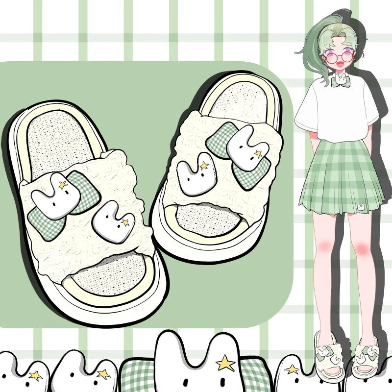 可爱女士办公室拖鞋女2025新款夏季踩屎感泡芙亚麻拖鞋