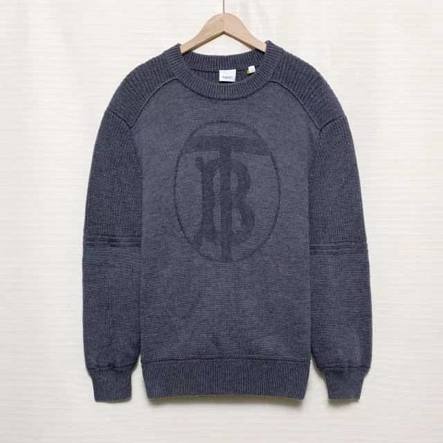 95新 BURBERRY/博柏利 大logo 灰色 毛衣/L码/XG-Y26654