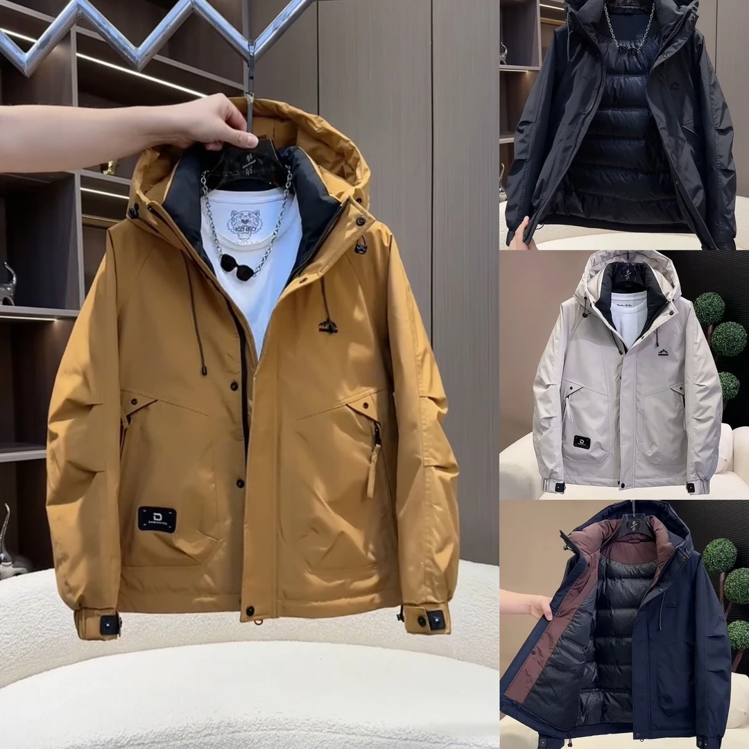 工装羽绒服男冬季加厚美式冲锋衣白鸭绒连帽外套男装保暖防寒潮流