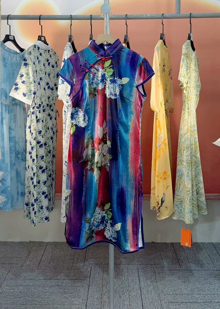 新中式日常印花单旗袍T128