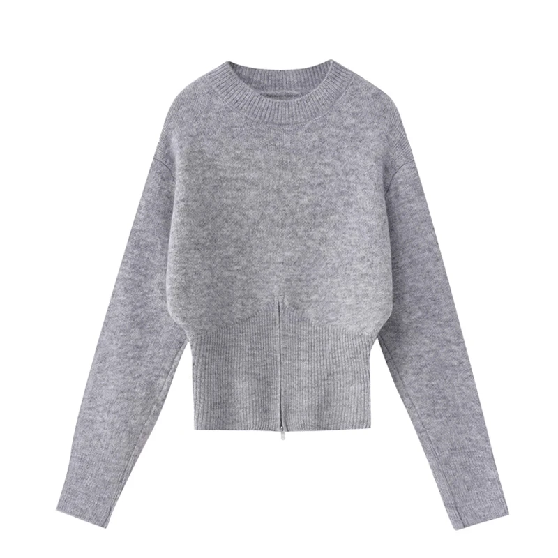 CacheCache圆领毛衣女新款秋冬美拉德氛围感收腰短款针织衫上衣