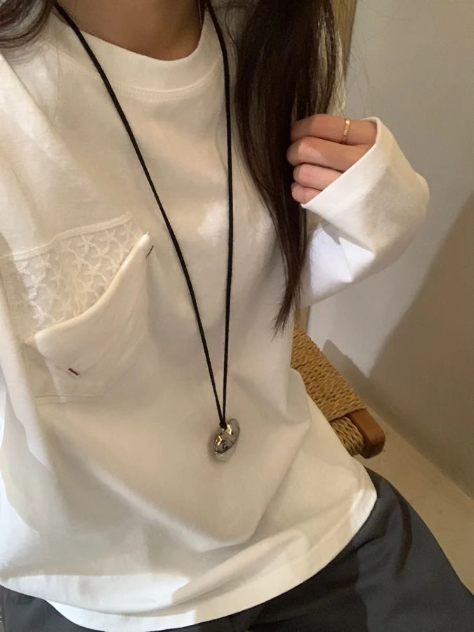 圆领休闲口袋长袖T57A5656