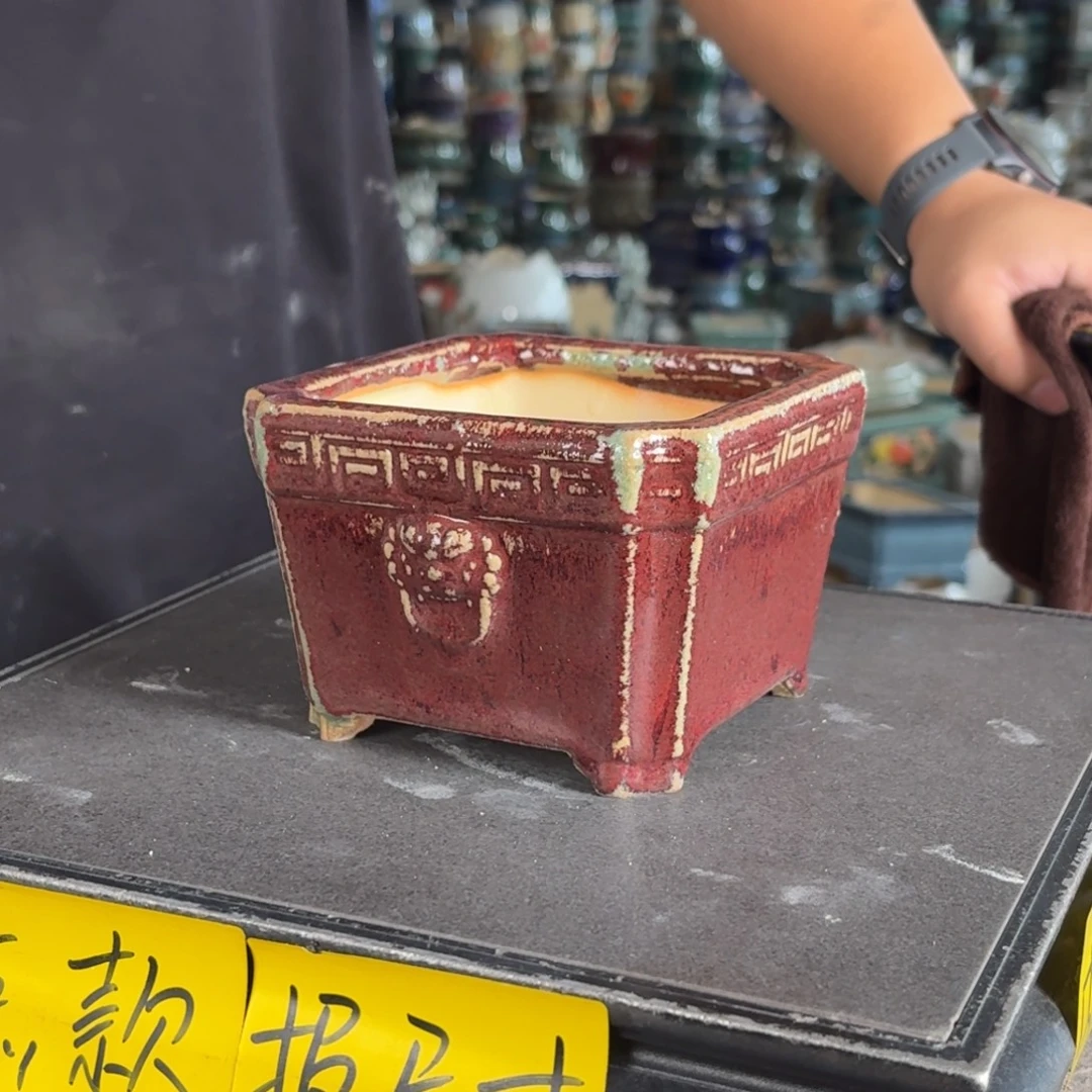 常***宁。一风堂石湾花盆 烧猪皮 内10*7