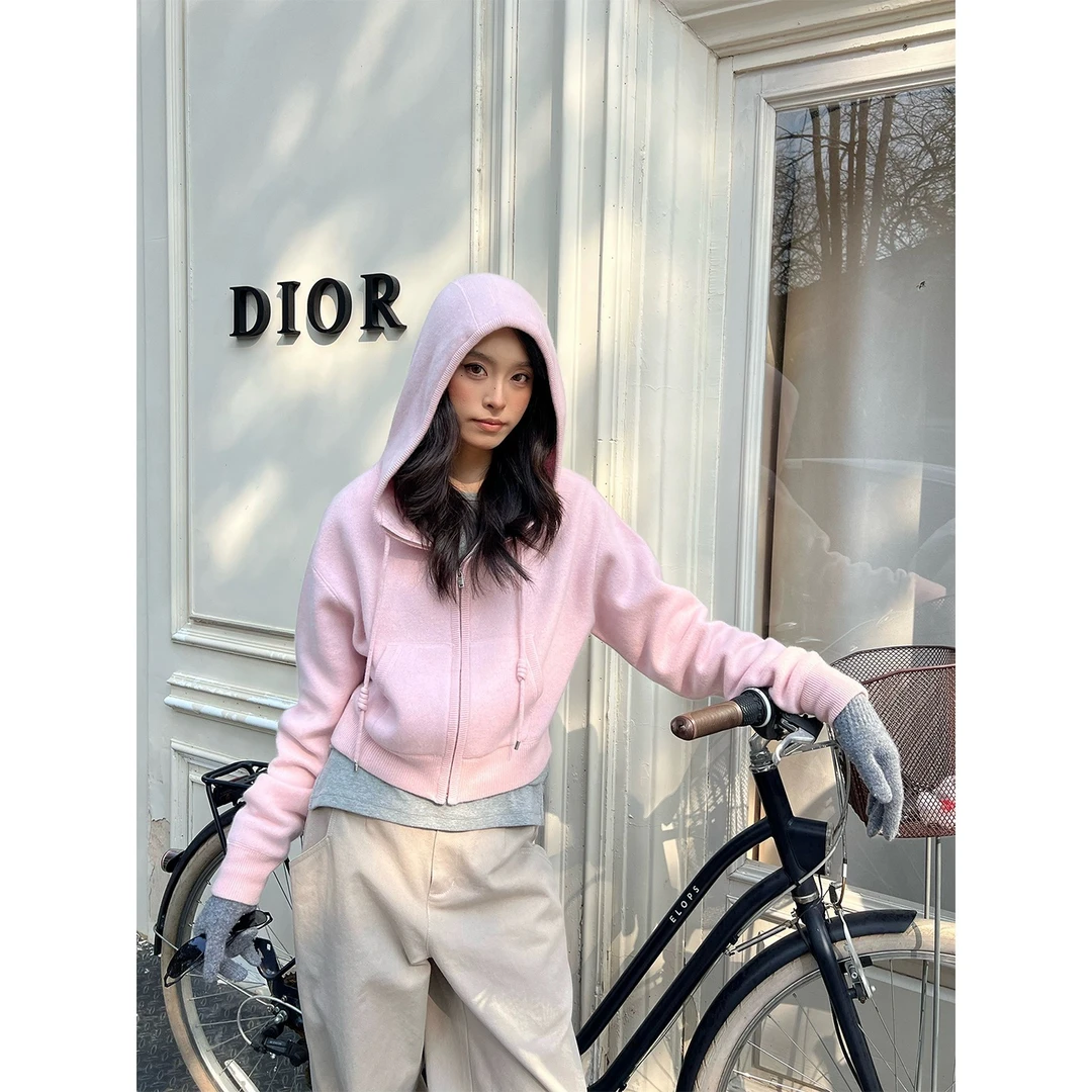 IMMI 设计师 25秋冬 羊绒短连帽开衫外套SOLSOL