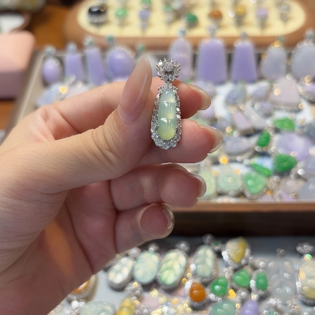 翡翠银S925镶嵌吊坠(不含链)