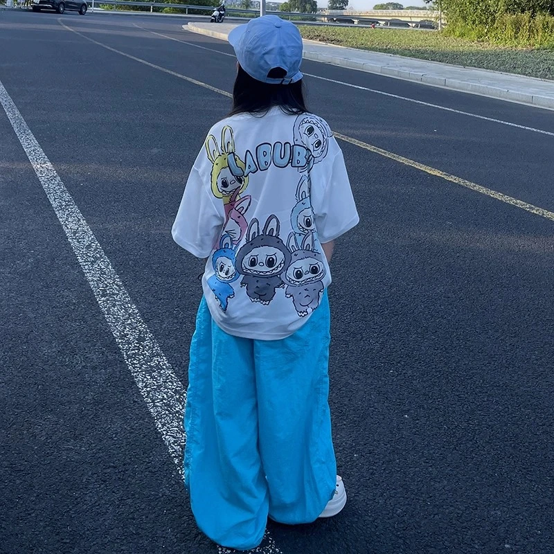 女童夏季套装2025新款儿童洋气时髦短袖T恤中大童女孩长裤两件套