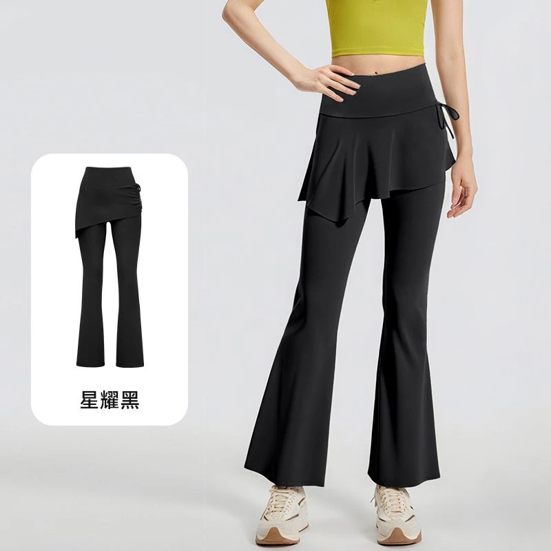 蜜桃抽皱喇叭裙裤运动瑜伽