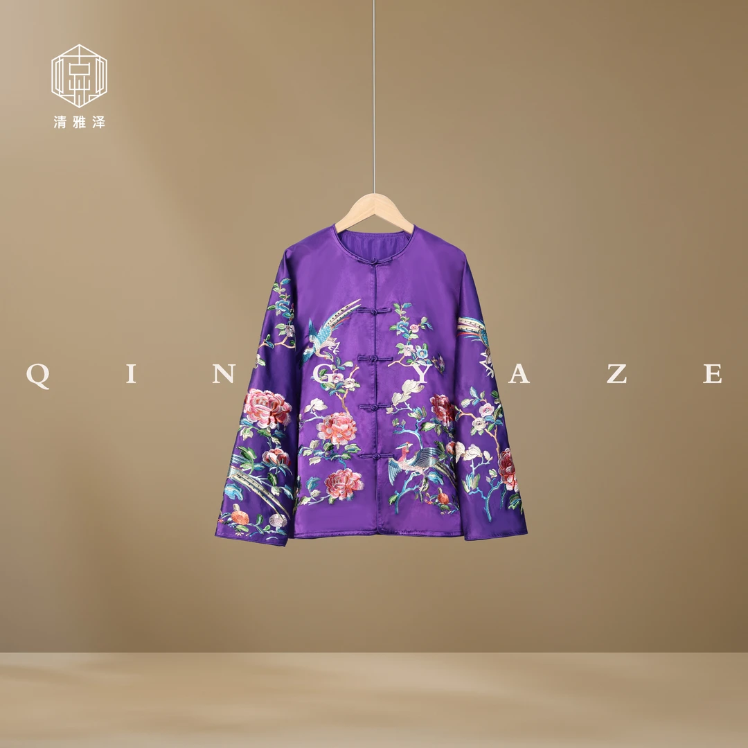 典藏凤穿牡丹！桑蚕丝绣线高定新中式外套！（绣线有毛感）GZ5266