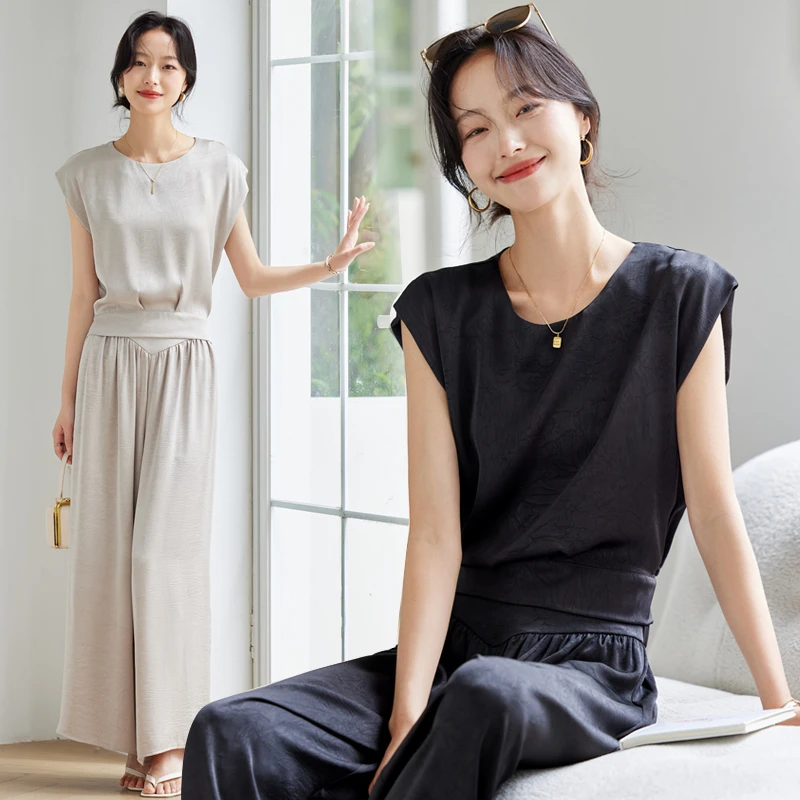 【小云总】航邦祺轻奢气质设计无袖背心裤子套装 FM-B2503