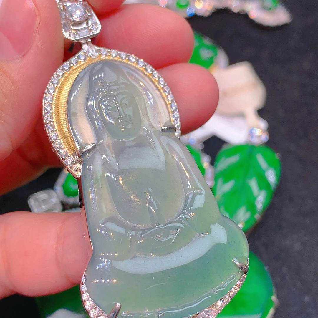 吊坠(不含链)银S925镶嵌翡翠翡翠