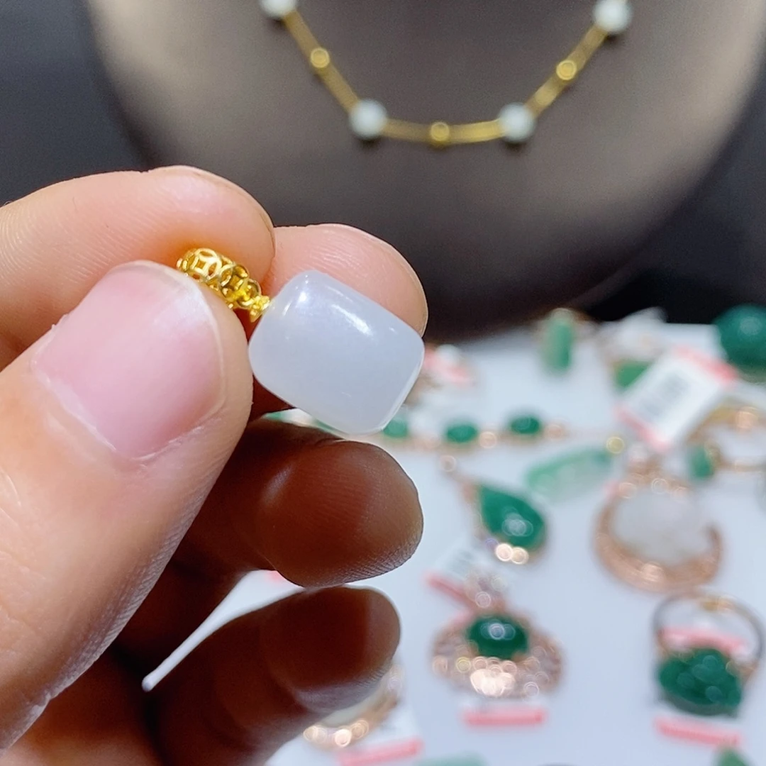 独山玉银S925镶嵌吊坠