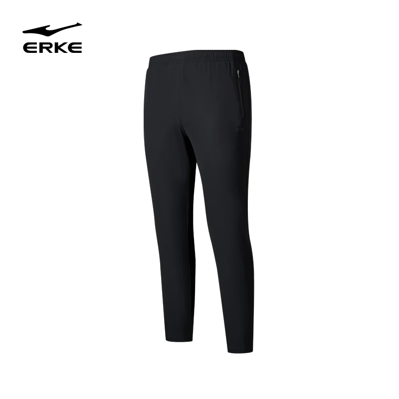 鸿星尔克2025春黑色运动九分裤宽松男款户外弹力透气52225102069