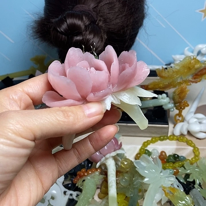 杂***板岫玉未镶嵌发簪发簪