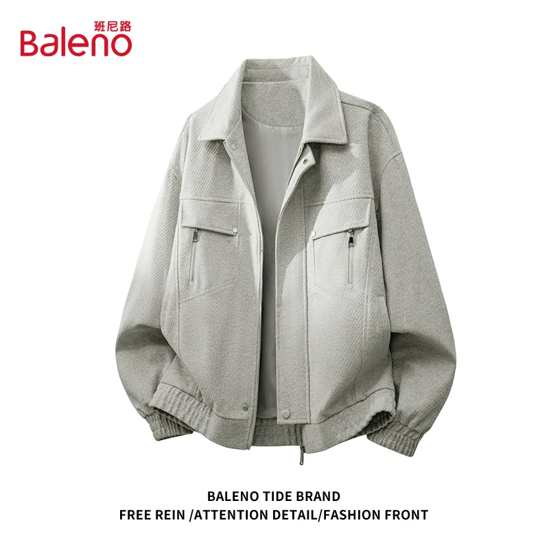 班尼路美式复古夹克外套男士春秋冬季翻领挺括大码潮流百搭上衣服