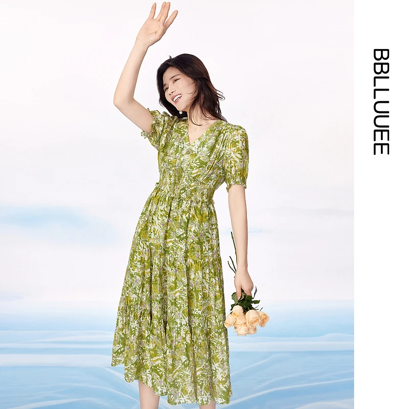 【晨粉专享价】【绿野仙踪】BBLLUUEE粉蓝衣橱25夏新款海岛度假风印花