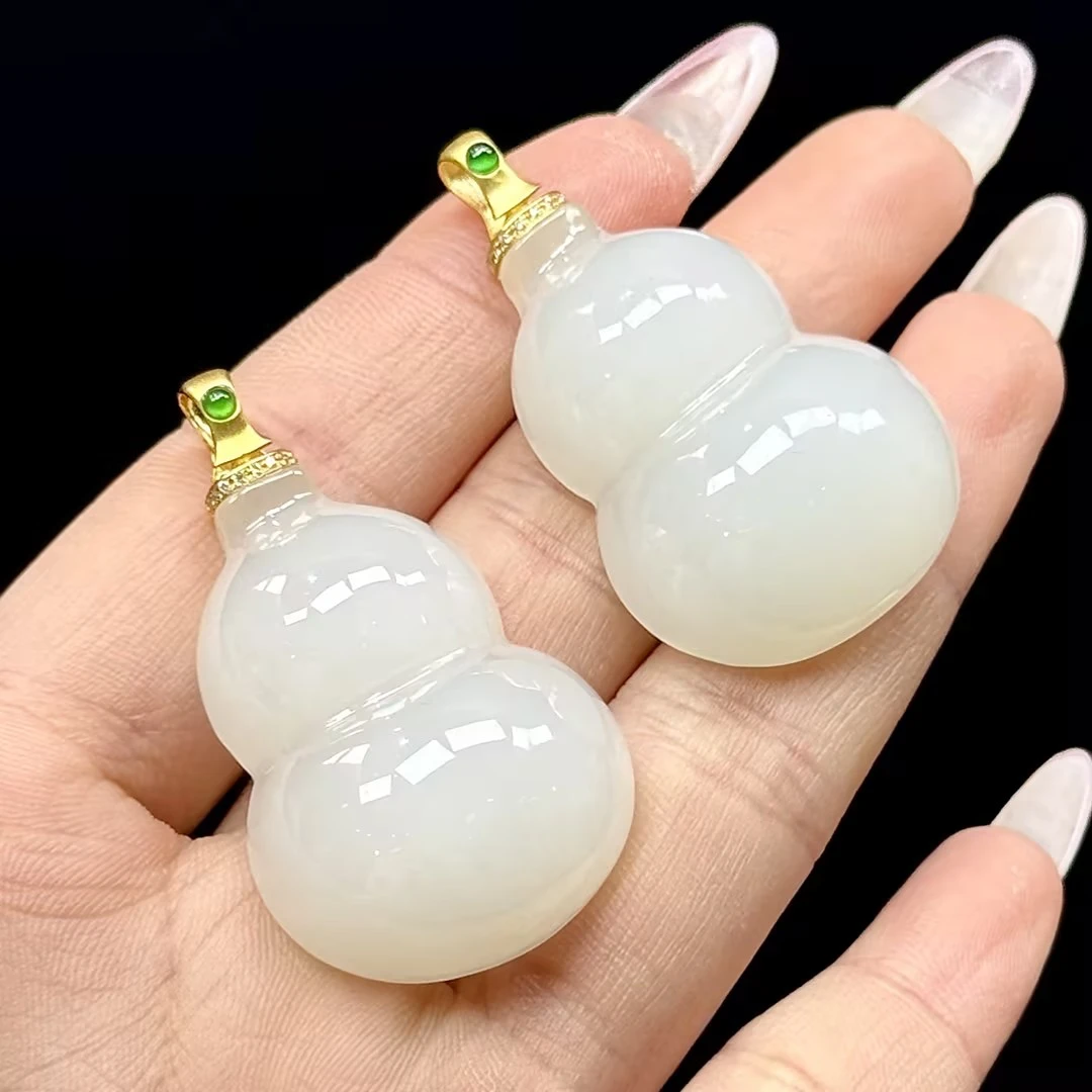 【CH】18k金和田玉白玉葫芦吊坠（多样性发其一）