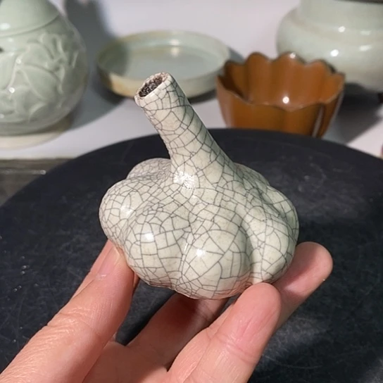摆件石*哥窑越白釉水滴