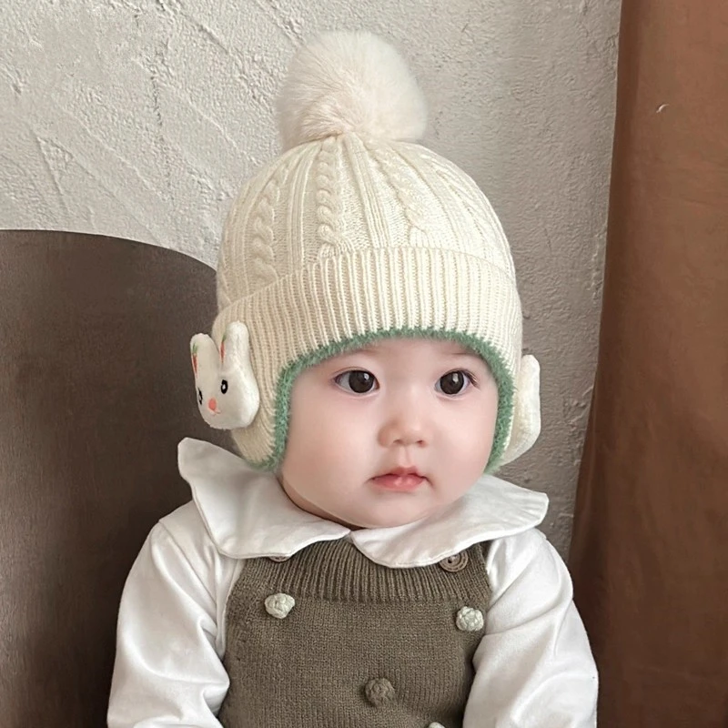 婴幼儿护耳帽子秋冬季可爱超萌男女针织毛线加厚保暖帽宝宝防风帽