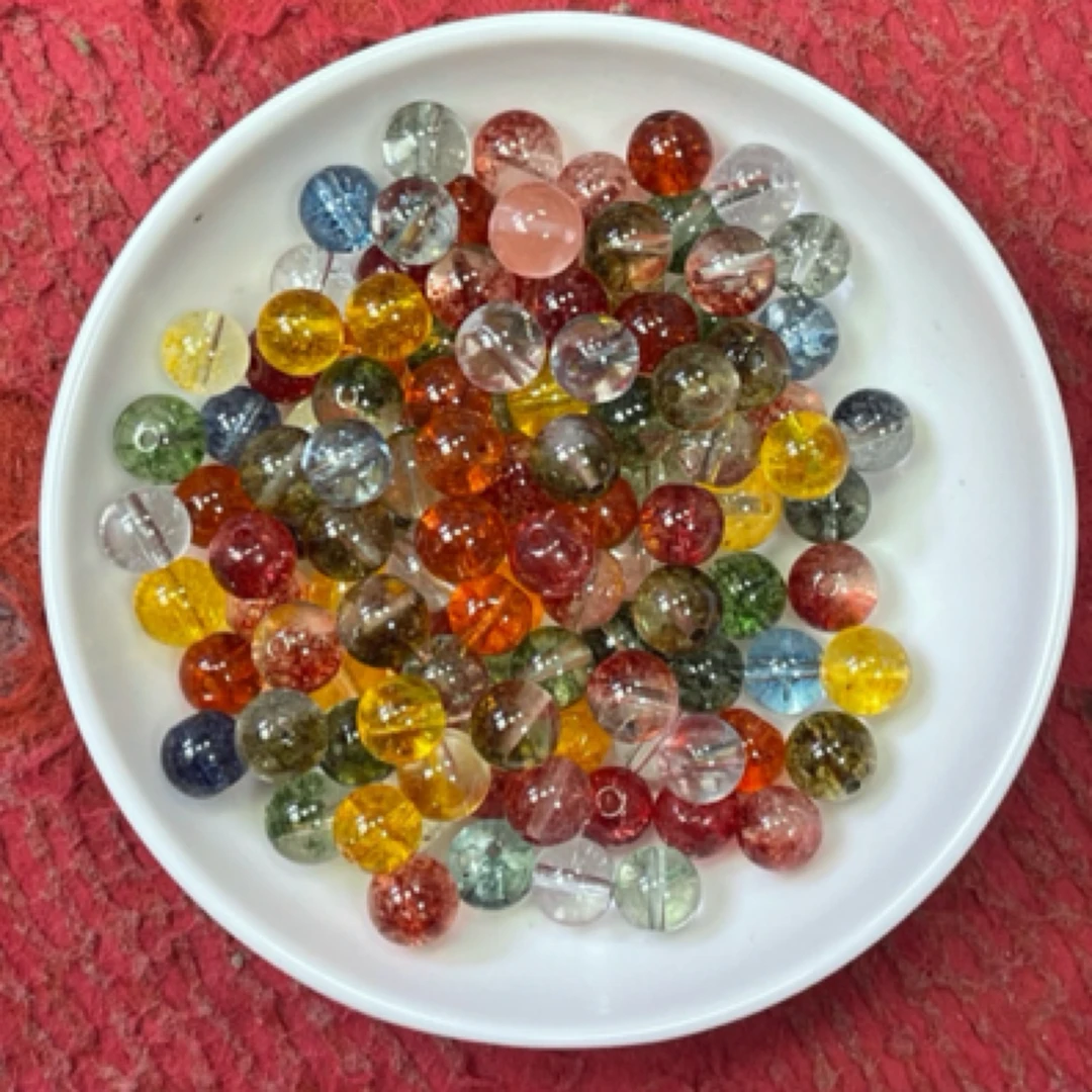 天然珠宝玉石散珠 散珠四季幽灵水晶Y2504  10mm 25颗 （赠弹力绳）