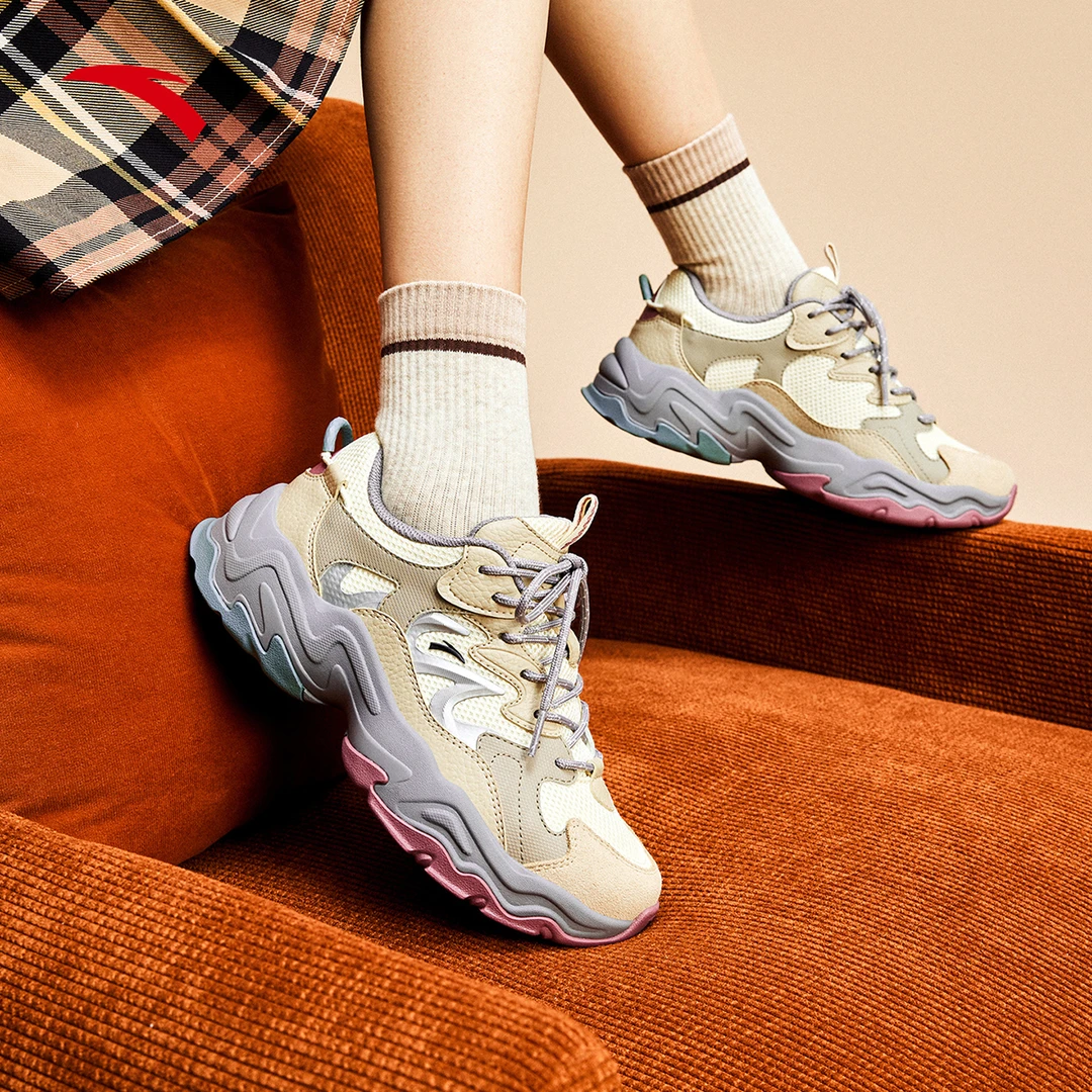 安踏星溯丨潮流撞色复古休闲鞋秋季新款厚底时尚男女鞋运动鞋软底