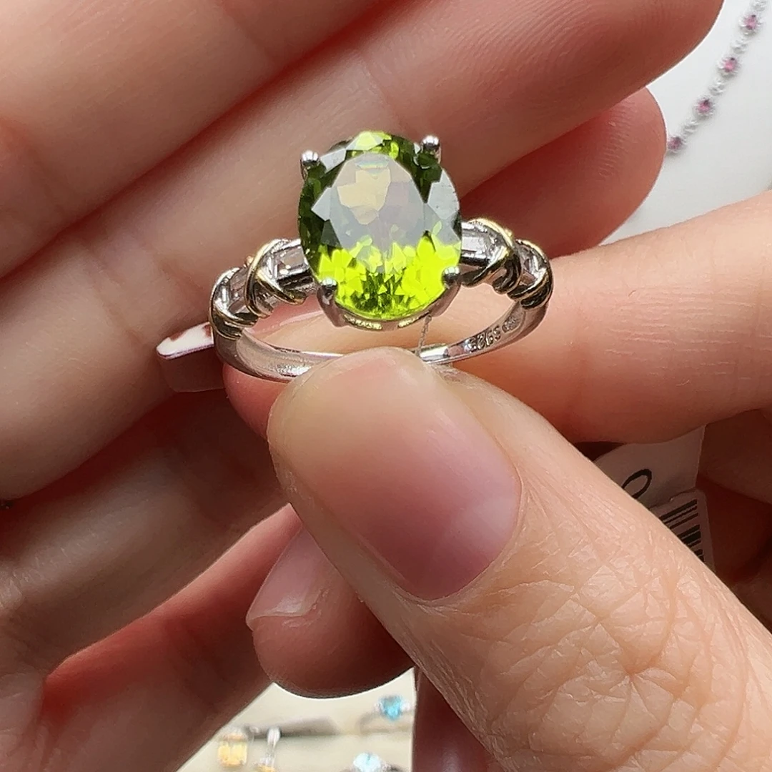 戒指银S925镶嵌橄榄石